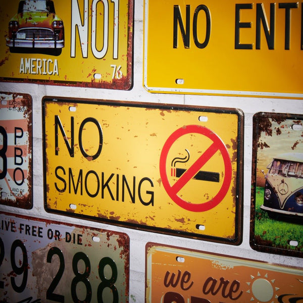 Number Plates wall sign - No Smoking Yellow