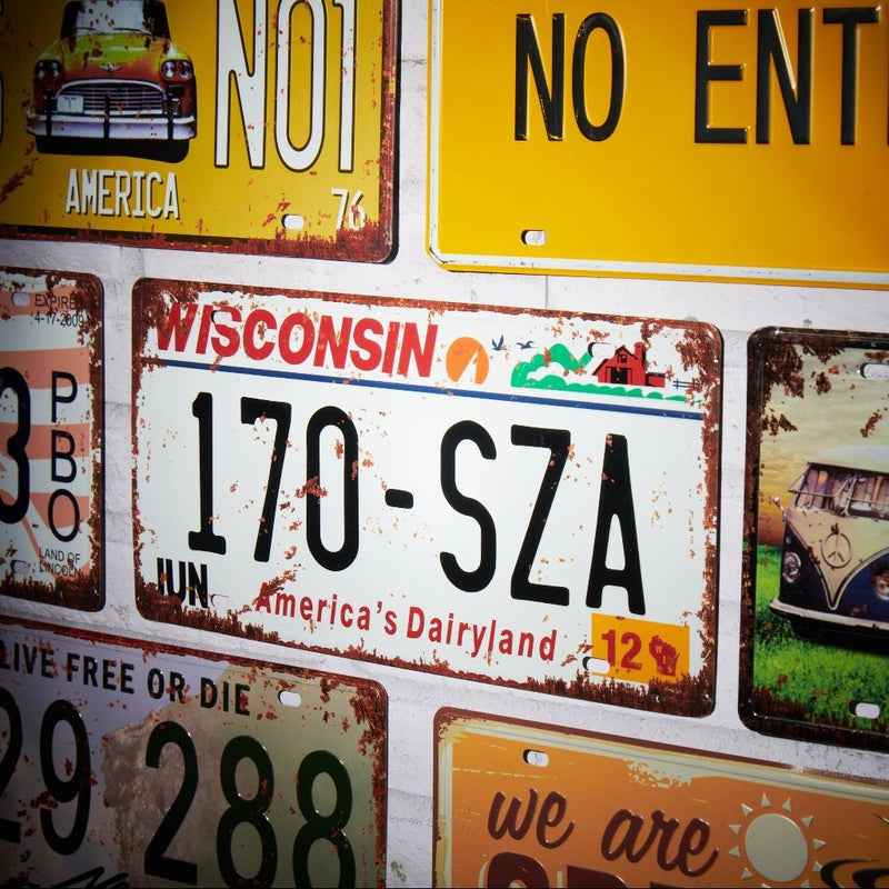 Number Plates wall sign - Wisconsin 170 SZA