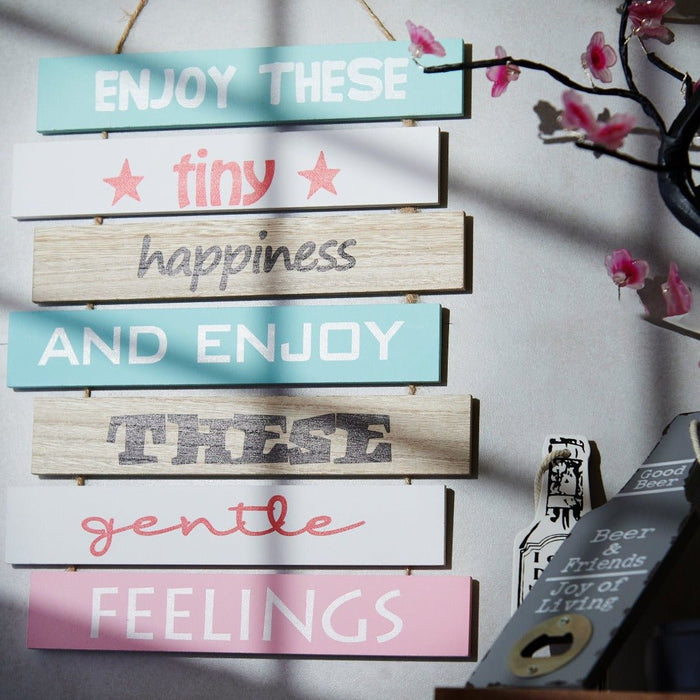 Positive Quotes Wall Hanging - Enjoy These Tiny Happiness