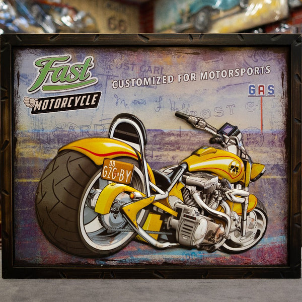 Retro Wall Frame - Harley Chopper - eazy wagon