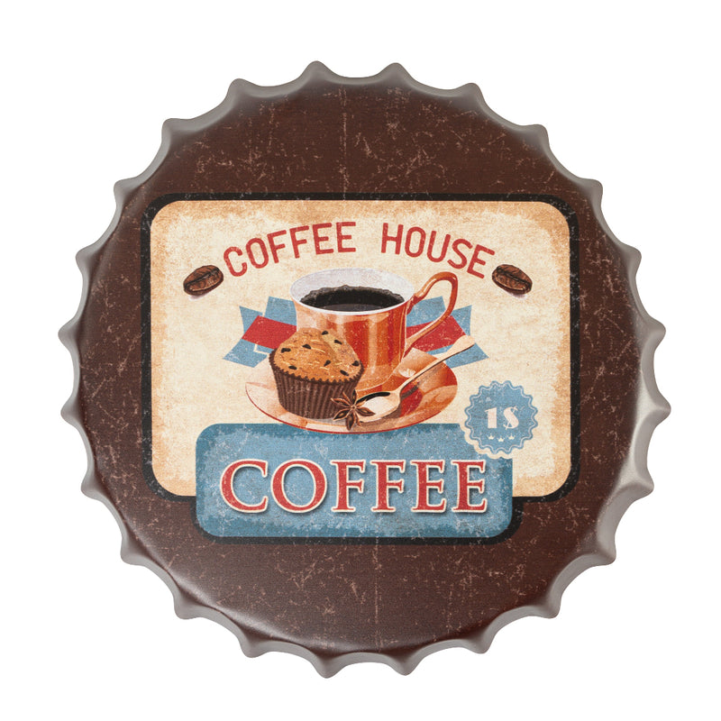 Bottle Caps wall decor sign - Coffee House (14"x14")