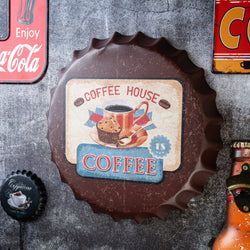 Bottle Caps wall decor sign - Coffee House (14"x14")