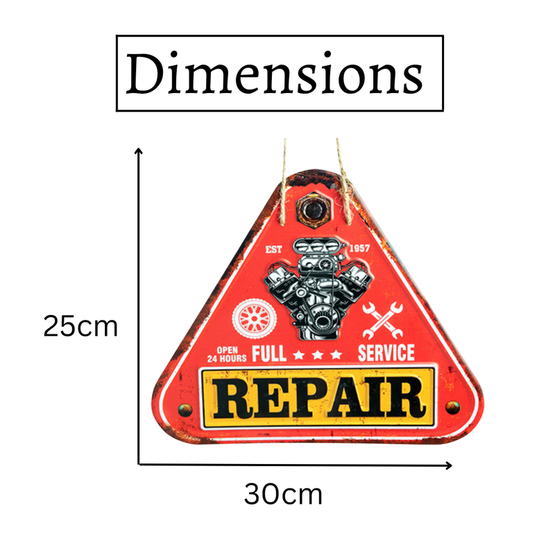 3D Metal Plates - Garage Triangle Full Service Red