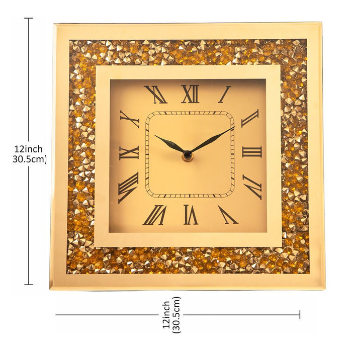 Mirror Dimond Clocks - Gold