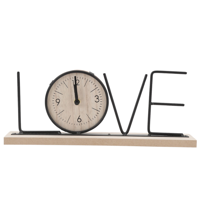 Wooden Metal Letter Clock - Love (Black)