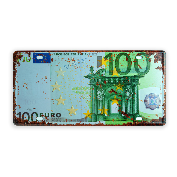 Number Plates wall sign - One Hundred Euro