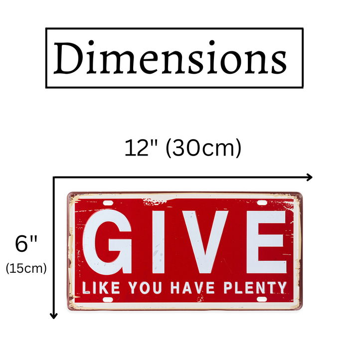 Number Plates wall sign - Give like you have plenty