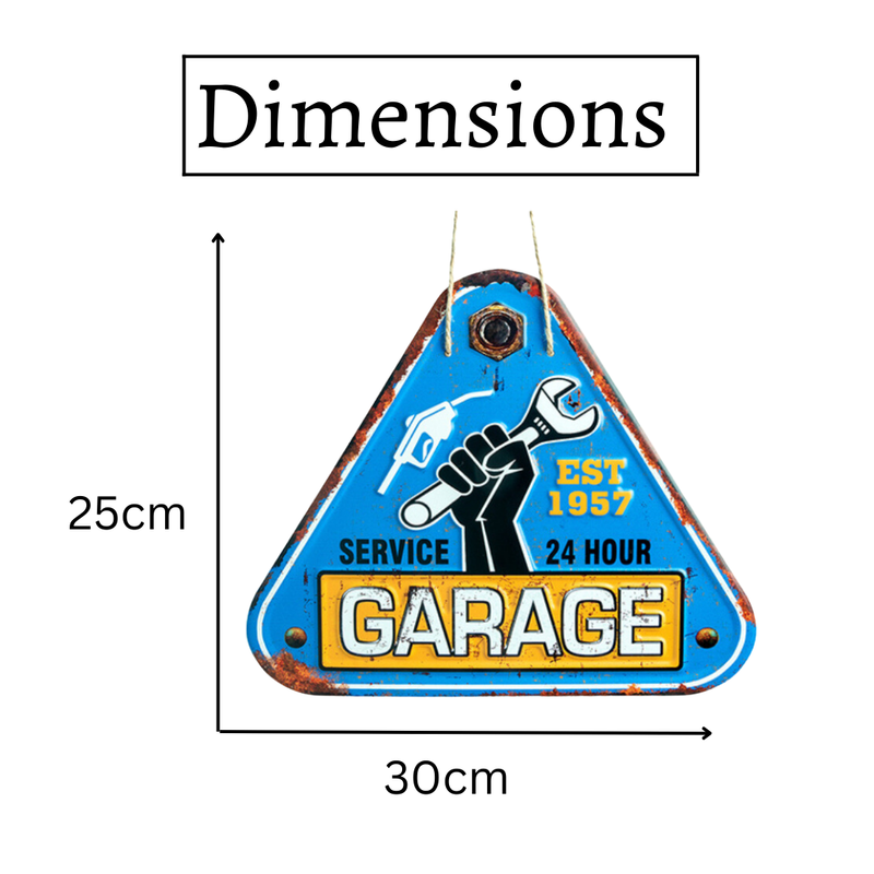 3D Metal Plates - Garage Triangle Service Blue