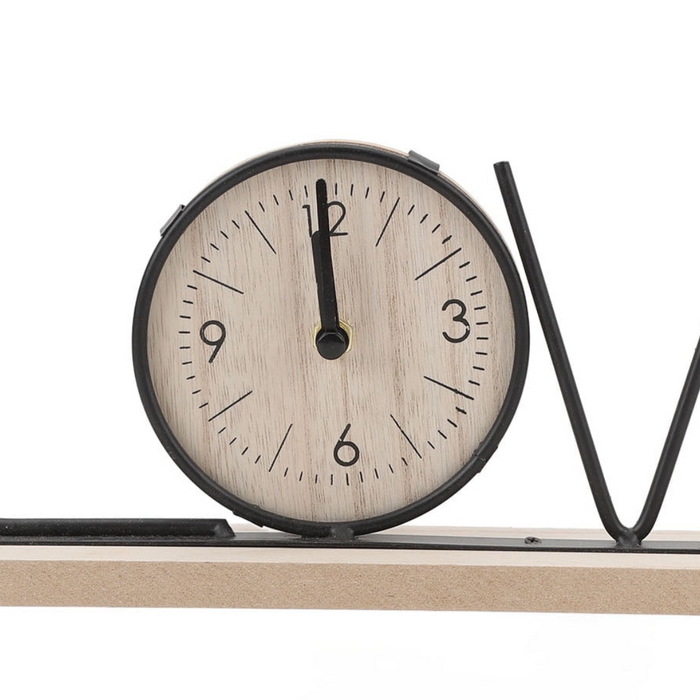 Wooden Metal Letter Clock - Love (Black)