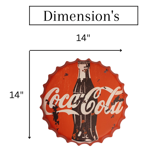 Bottle Caps wall decor sign - C Cola Retro (14"x14")
