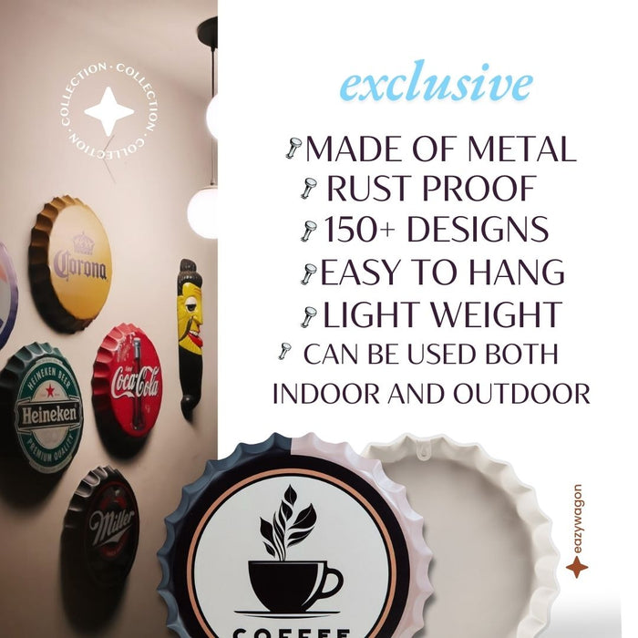 Bottle Caps wall decor sign - Coffee Cup Design