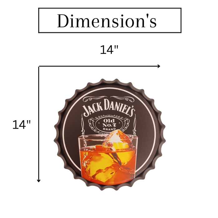 Bottle Caps wall decor sign - Jack Daniels Glass (14"x14")