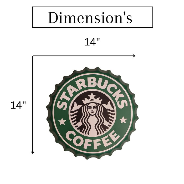 Bottle Caps wall decor sign - Starbucks Coffee (14"x14")