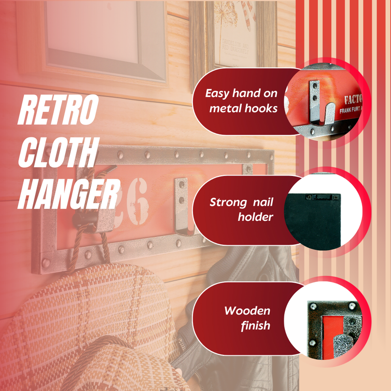 Retro Wooden Cloth Hanager - Red 26