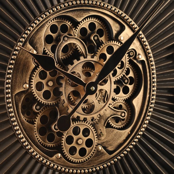 Mechanical clock - Marcus Ribbed Black And Gold (Y697-32")