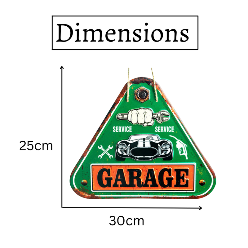 3D Metal Plates - Garage Triangle Service Green