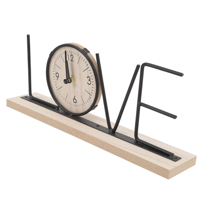 Wooden Metal Letter Clock - Love (Black)