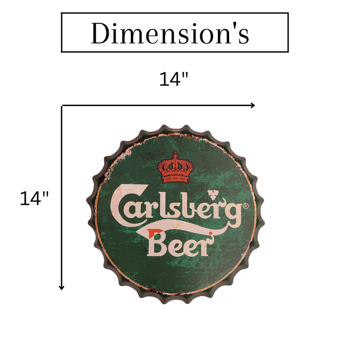 Bottle Caps wall decor sign - Carlsberg Beer Rust (14"x14")