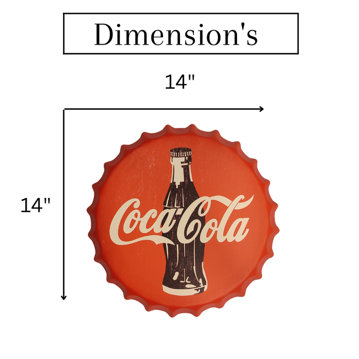 Bottle Caps wall decor sign - C Cola Red (14"x14")