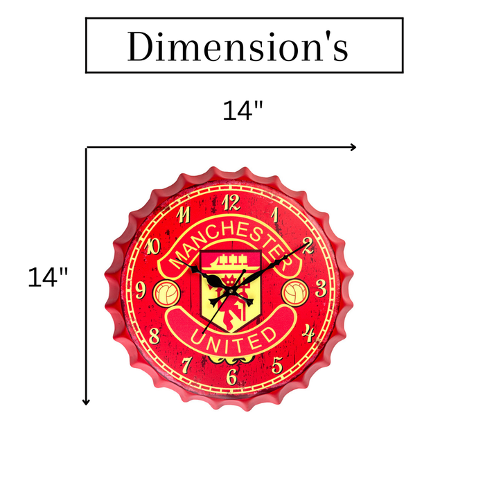 Bottle Caps wall Clock - Manchester United (14"x14")