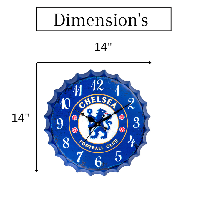 Bottle Caps wall Clock - Chelsea Football Club (14"x14")