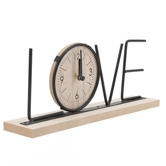 Wooden Metal Letter Clock - Love (Black)