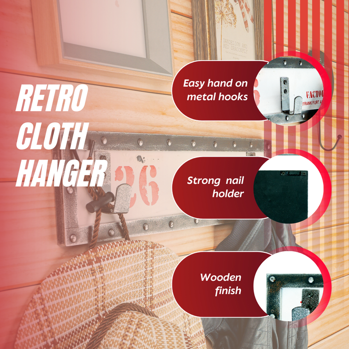 Retro Wooden Cloth Hanager - White 26