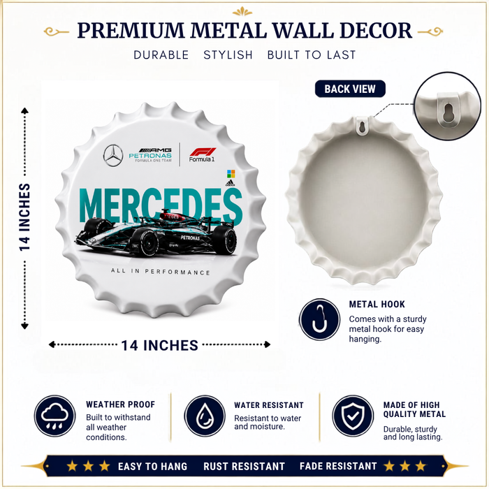 Bottle Caps wall decor sign - Mercedes Petronas