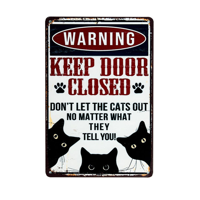 Number Plates Big Wall Sign – Keep Door Closed – Don’t Let the Cats Out