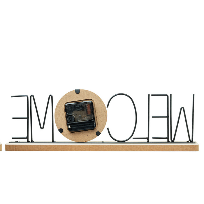 Wooden Metal Letter Clock - Welcome (Black)