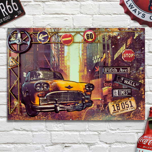 3D Retro Frame - Yellow Cab