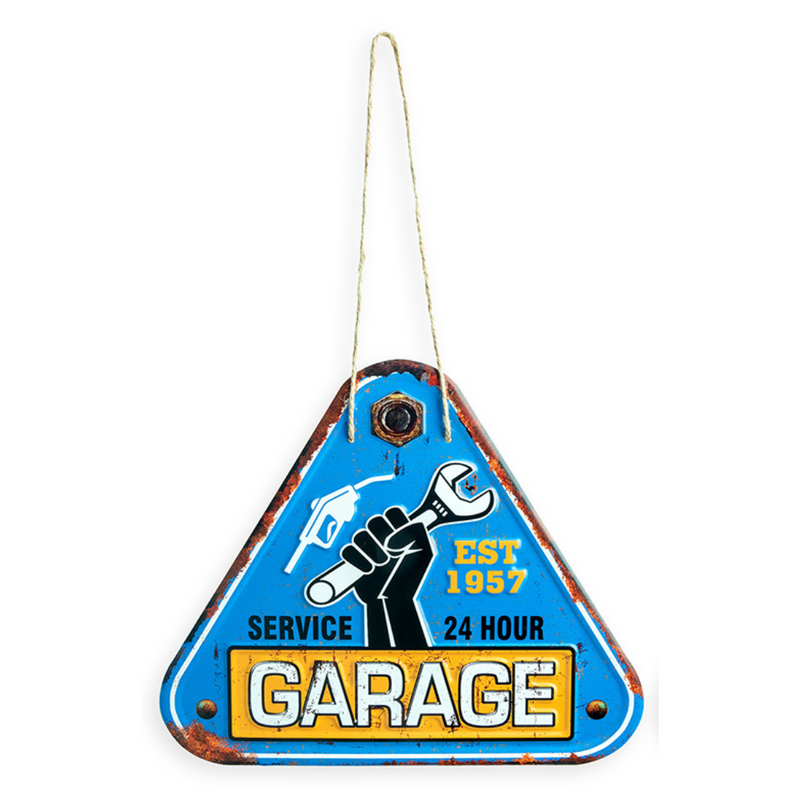 3D Metal Plates - Garage Triangle Service Blue