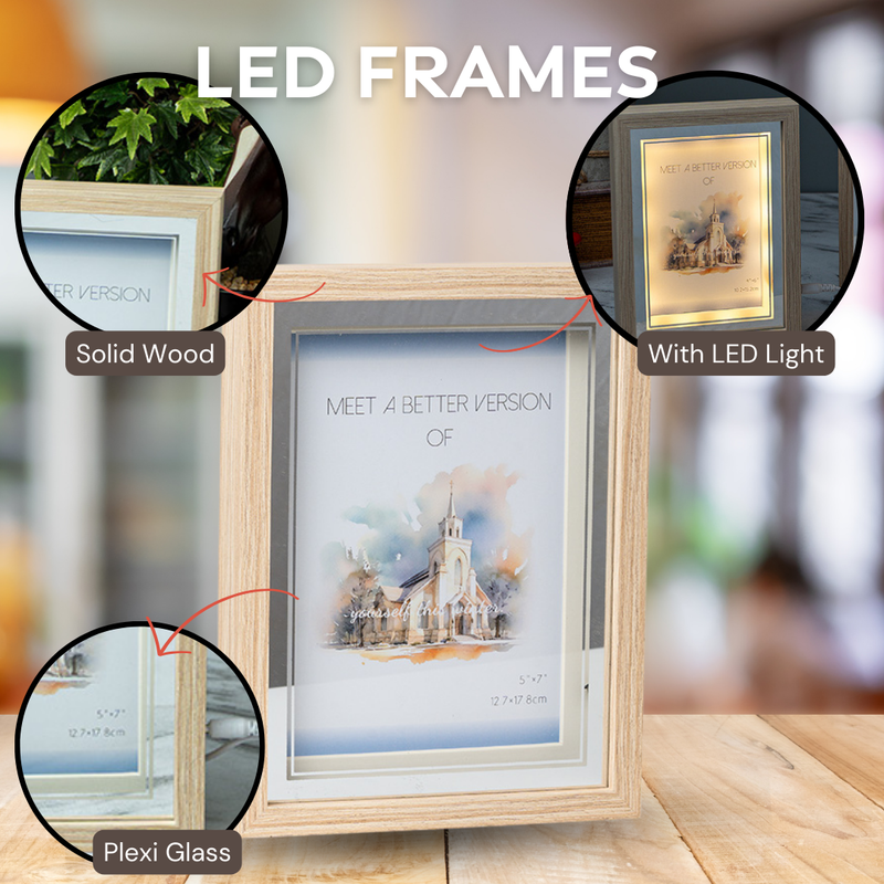 Photo Frames - Beige Silver With LED Light