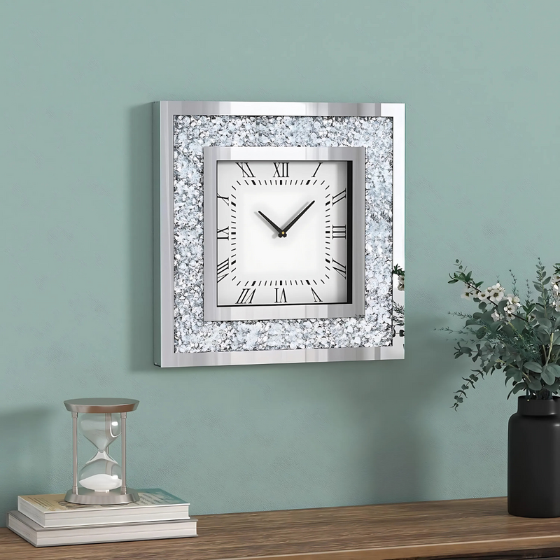 Mirror Dimond Clocks - Silver