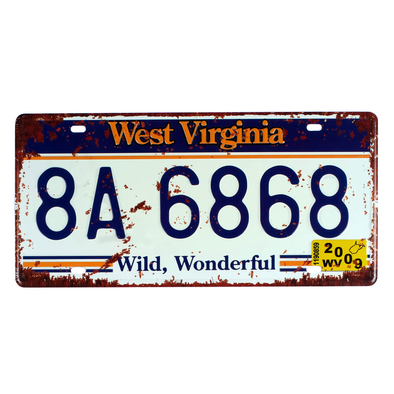 Number Plates wall sign - West Virginia 8A 6868