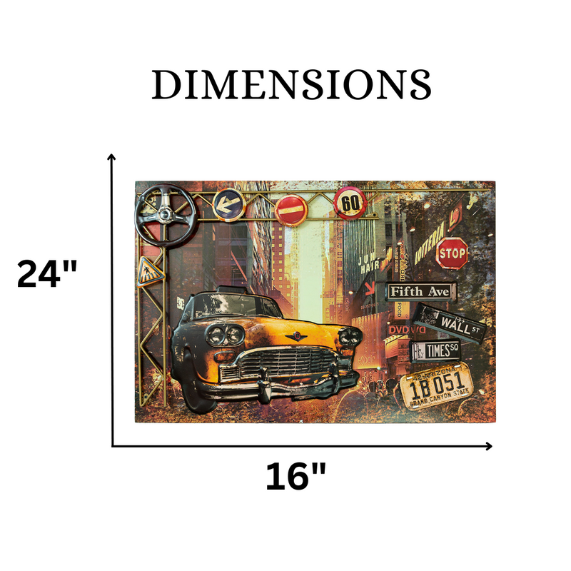3D Retro Frame - Yellow Cab
