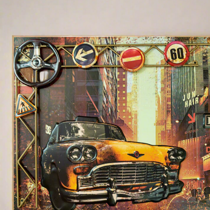 3D Retro Frame - Yellow Cab
