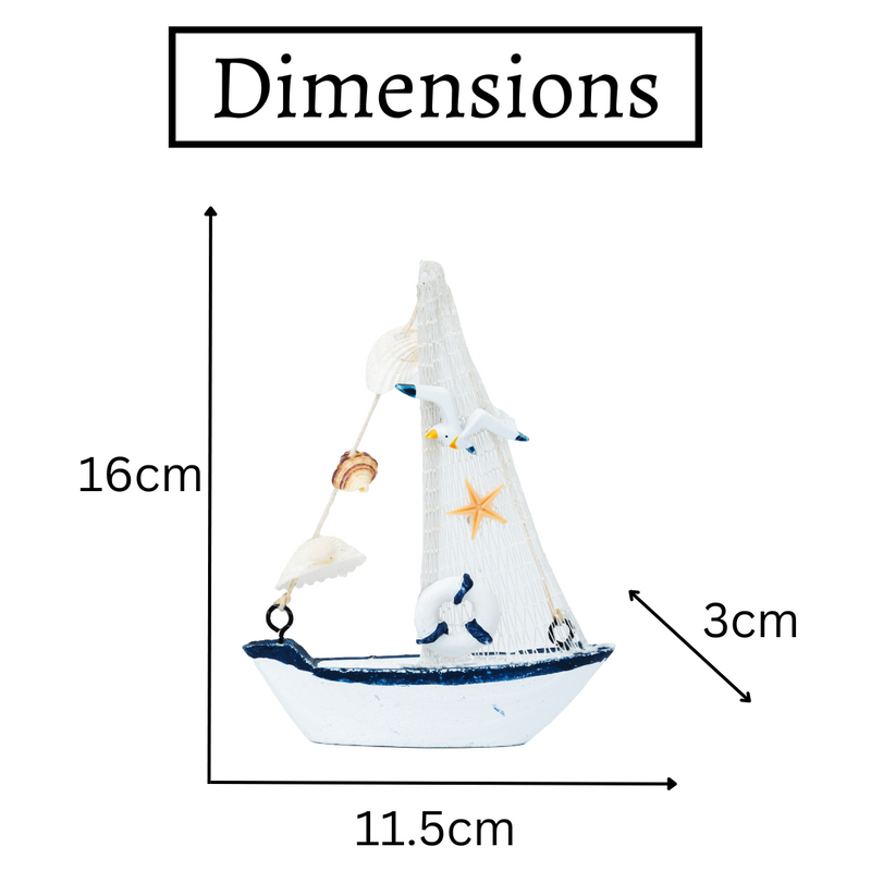 Mini Wooden Sailboat Model Decoration - Small Size Dark Blue