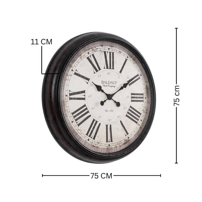 Fiber Clock - Roman Big Baldauf - Black (30"dia)