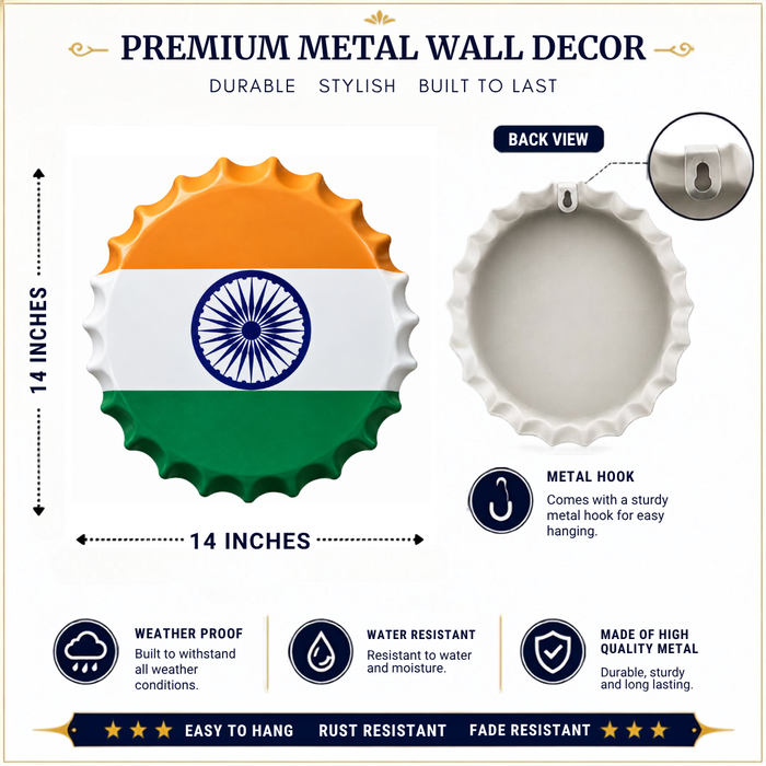 Bottle Caps wall decor sign - Indian Flag