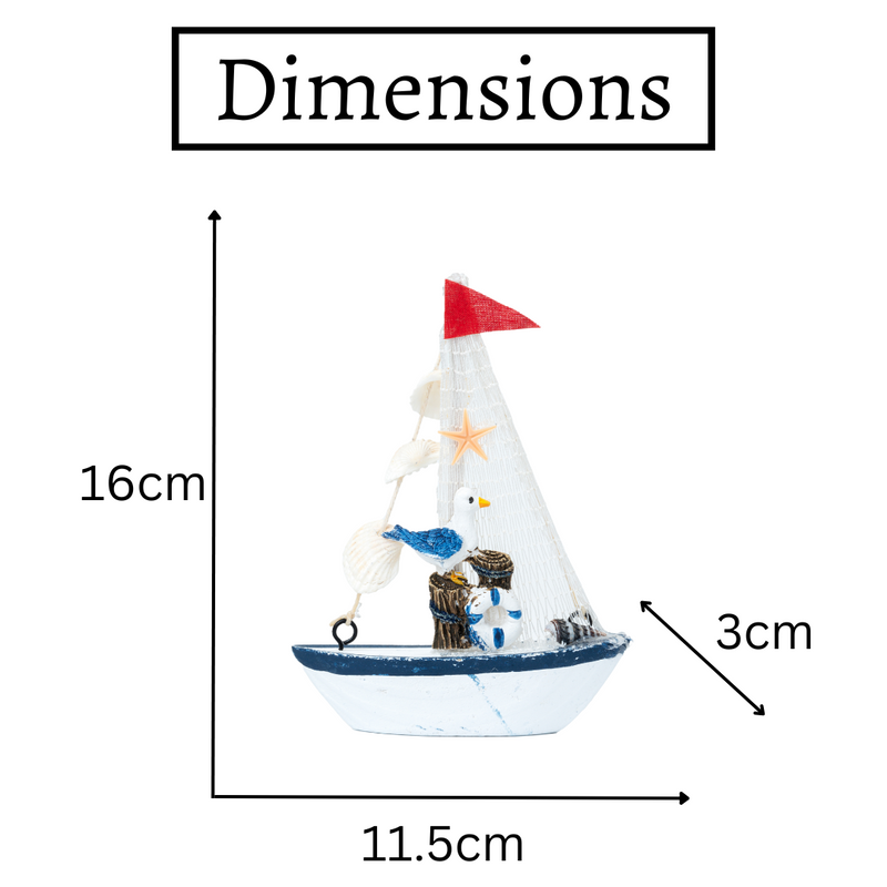 Mini Wooden Sailboat Model Decoration - Small Size Dark Blue