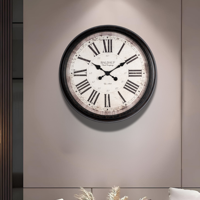 Fiber Clock - Roman Big Baldauf - Black (30"dia)
