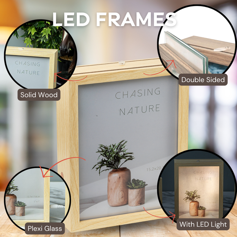 Photo Frames - Beige Double Sided LED Frame