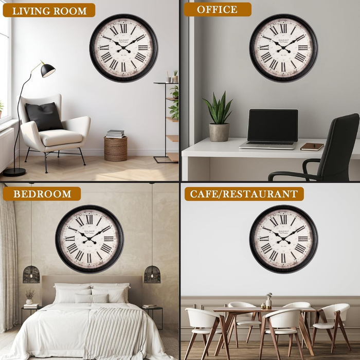 Fiber Clock - Roman Big Baldauf - Black (30"dia)