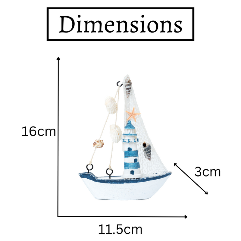 Mini Wooden Sailboat Model Decoration - Small Size Dark Blue