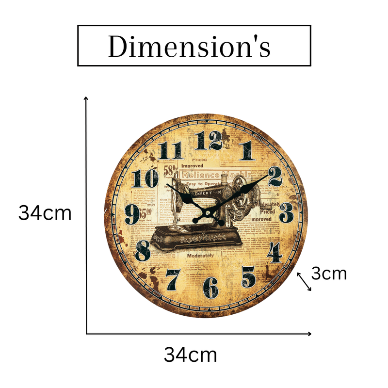 Retro MDF Clock - Tailoring Machine Dial