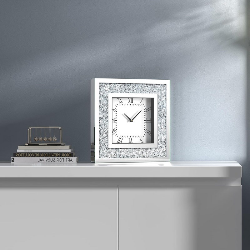 Mirror Dimond Clocks - Silver
