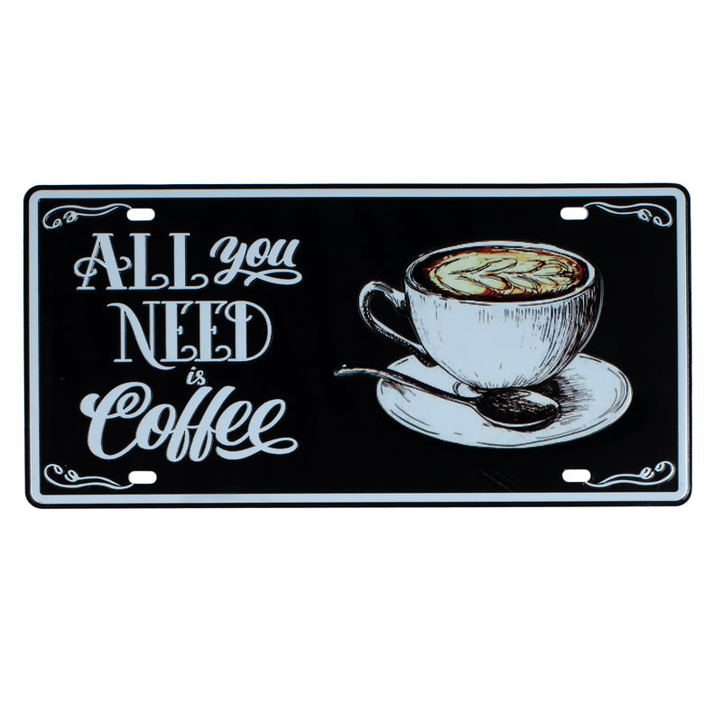 Number Plates wall sign - All You Need Is Coffee