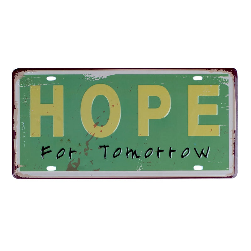 Number Plates wall sign - Hope for tomorrow