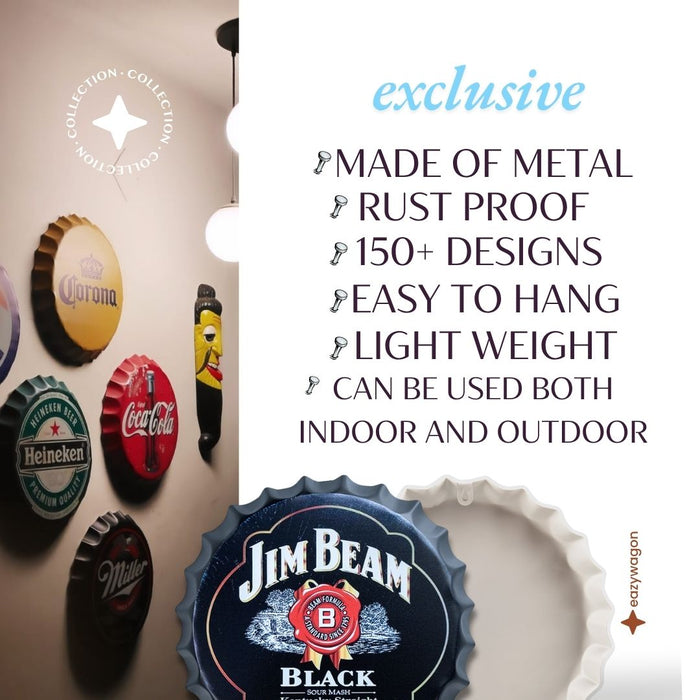 Bottle Caps Wall Decor Sign – Jim Beam Bourbon Whiskey Classic Design
